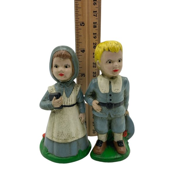 Pair of Vintage Ceramic Pilgrim Figures Thanksgiving Decor - Picture 4 of 4